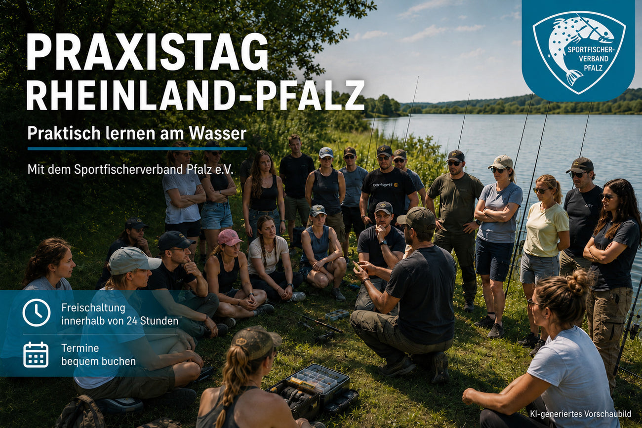 Praxistag am Wasser: Ausbilder erklärt Montage und Köderführung